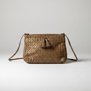 Vintage Woven Premium Leather Crossbody Bag Made in Italy